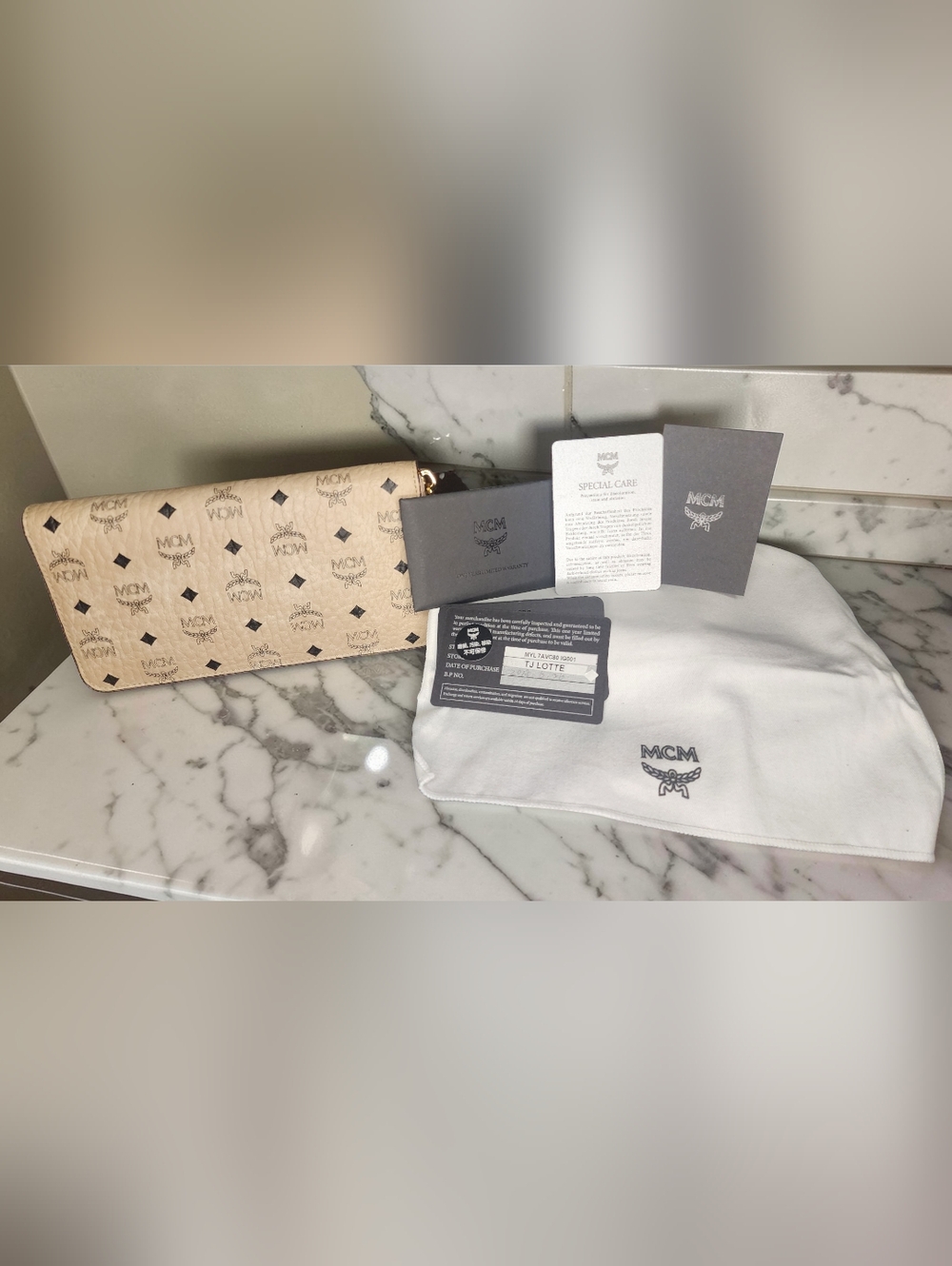 MCM Visetos Large Zip Around Wallet With COA, Dust Bag, Care Cards & Storage Box